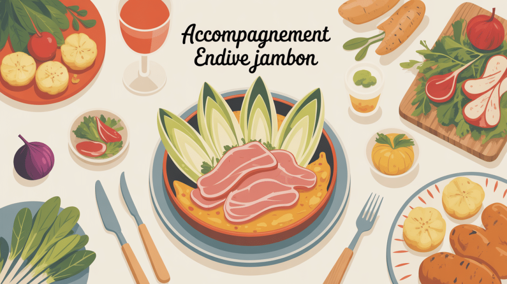 accompagnement endive jambon présenté sur une table familiale conviviale