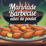 ailes de poulet marinade barbecue sur barbecue, marinade visible