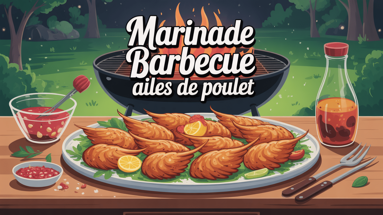 ailes de poulet marinade barbecue sur barbecue, marinade visible