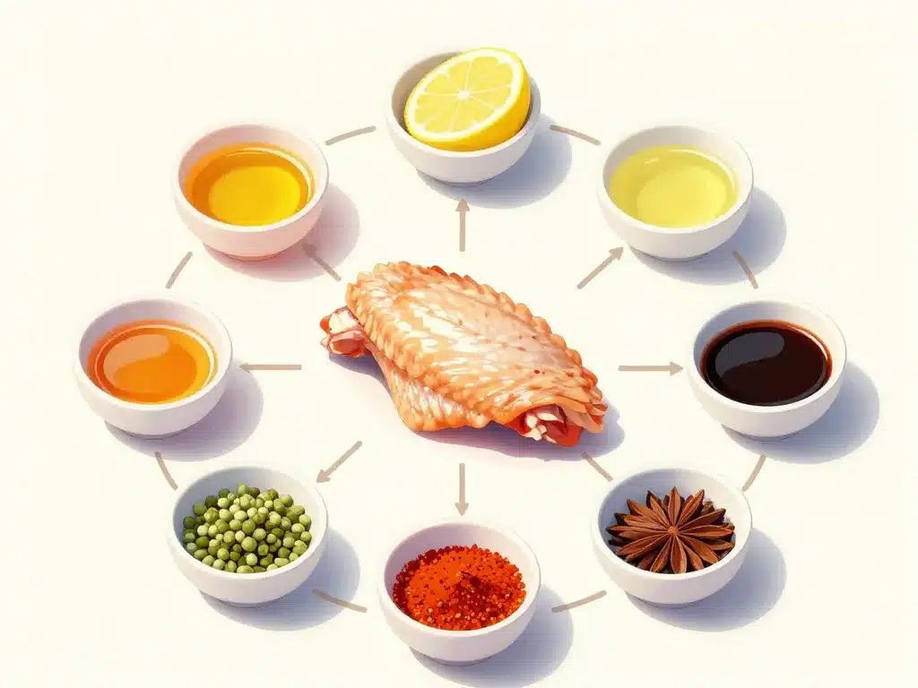 ingrédients marinade barbecue pour ailes de poulet schéma visuel