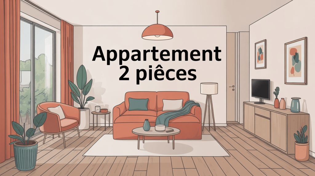 illustration appartement 2 pieces moderne lumineux