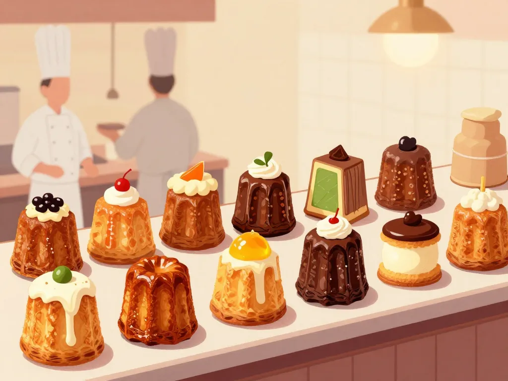 Variations créatives de canelotto sur comptoir de pâtisserie