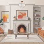 cheminée peinte blanche, déco salon contemporain