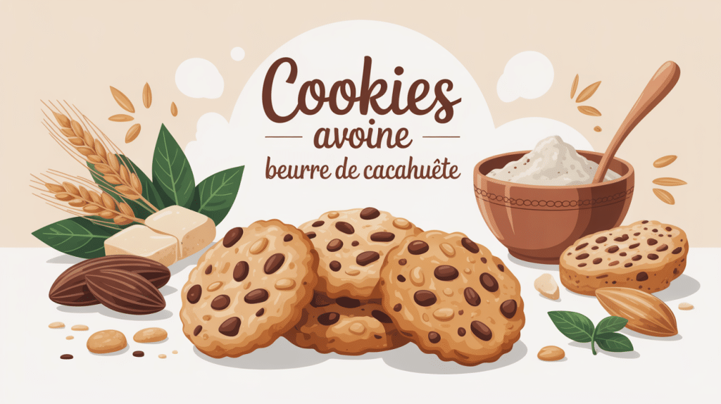 cookie avoine beurre de cacahuète sur fond sain et gourmand
