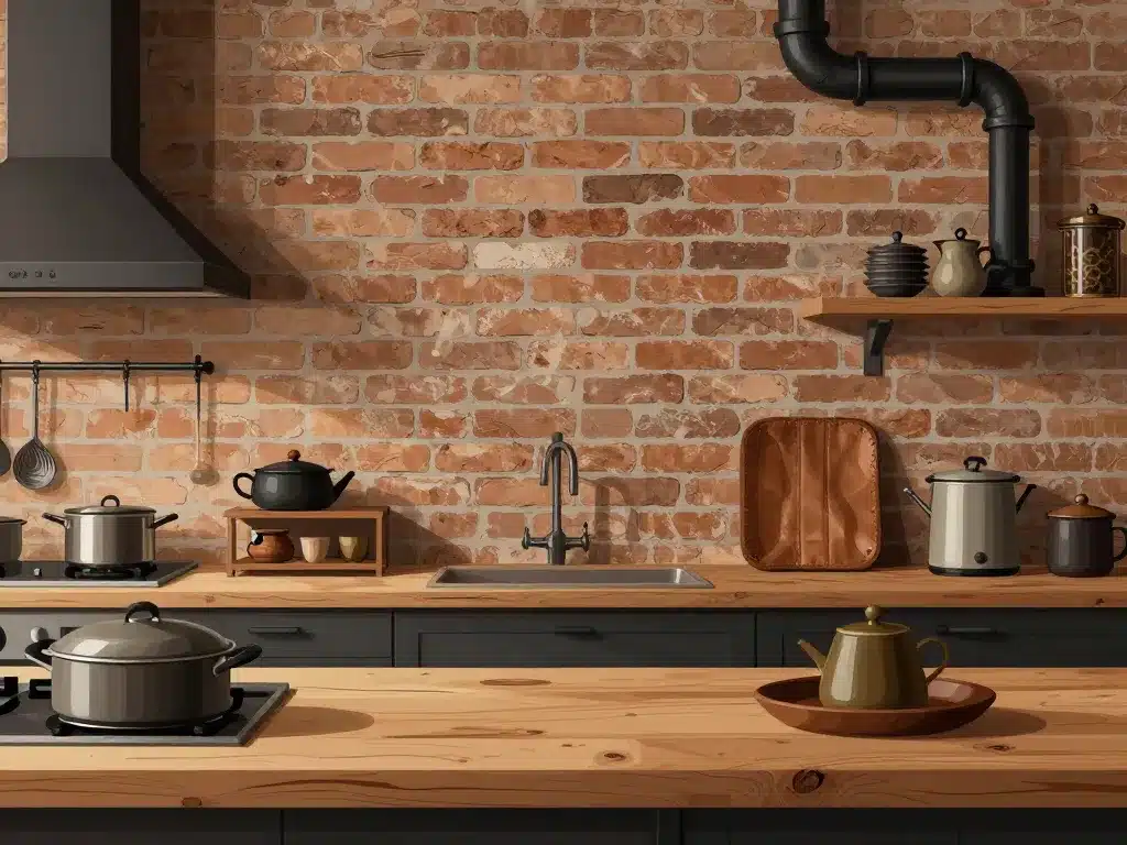 Cuisine style industriel vintage matériaux bruts et déco rétro