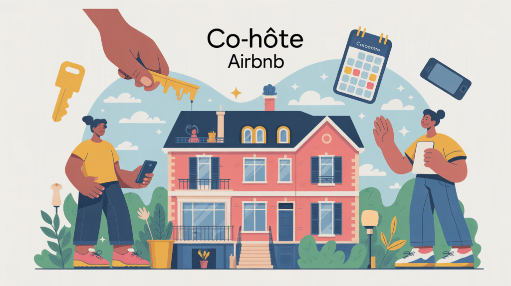 illustration devenir co hote airbnb avec co-hote et propriétaire
