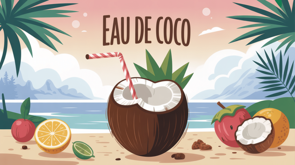 illustration eau de coco recette boisson santé