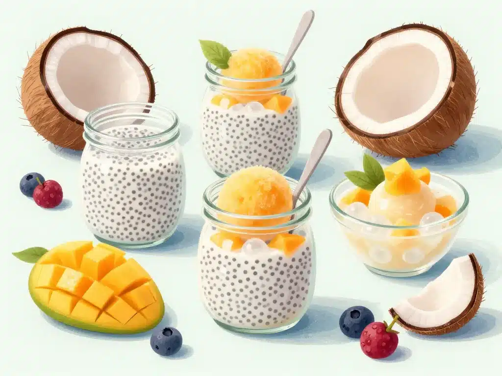 eau de coco recette dessert chia pudding sorbet