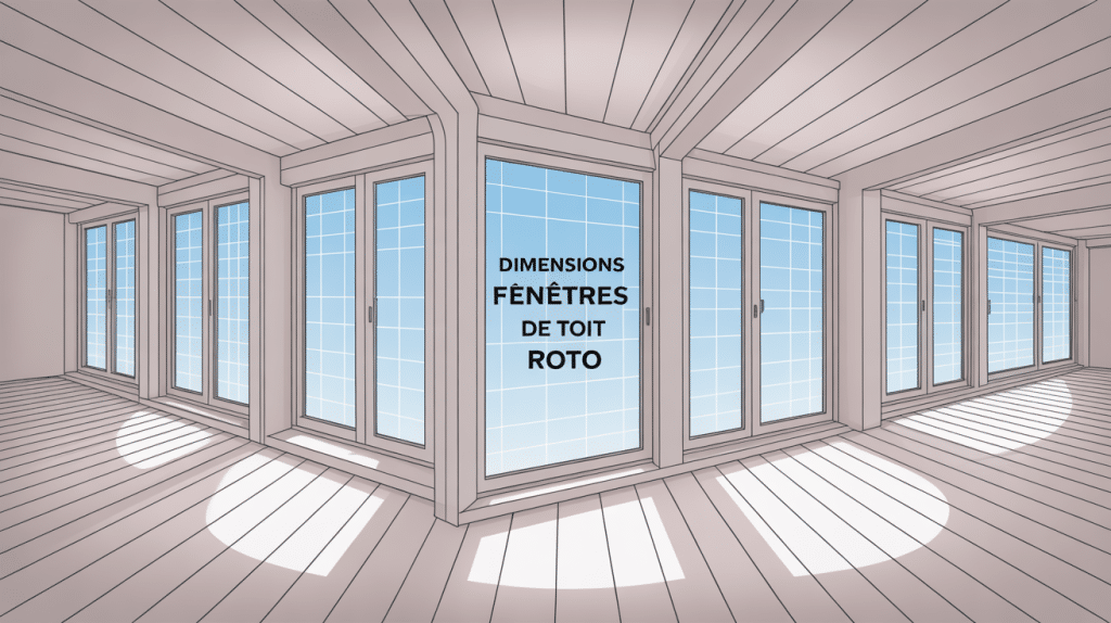 Illustration dimensions fenêtres de toit roto sur toiture