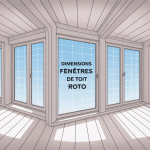 Illustration dimensions fenêtres de toit roto sur toiture