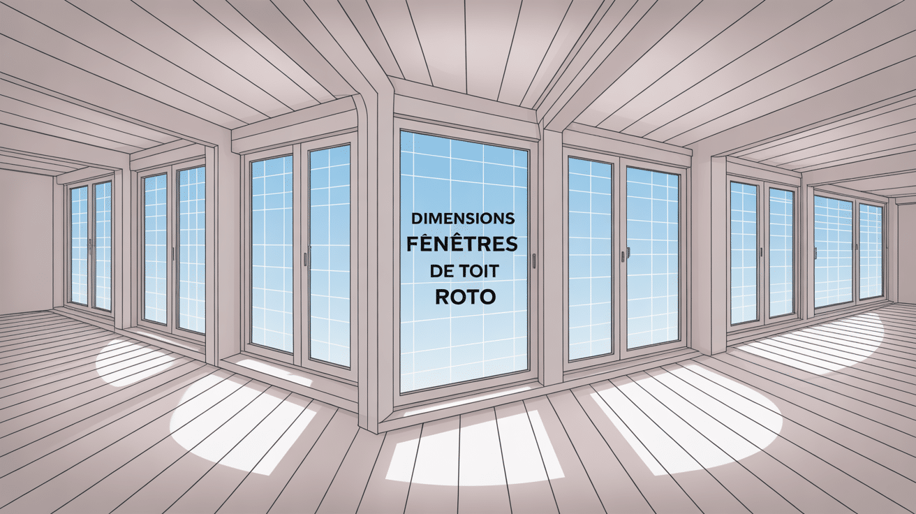 Illustration dimensions fenêtres de toit roto sur toiture