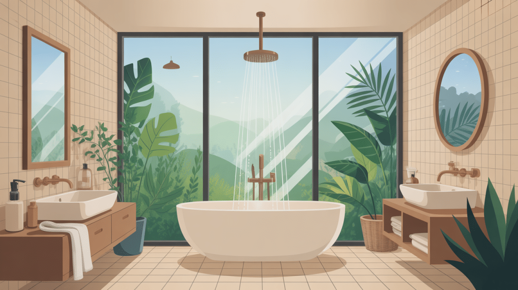 Illustration fenetre douche moderne lumineuse design