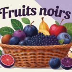 illustration fruits noirs dans panier