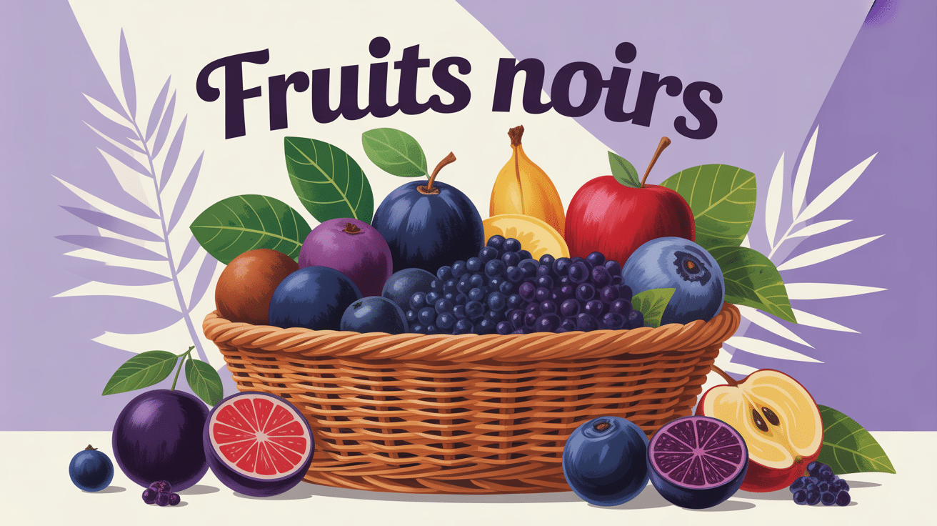 illustration fruits noirs dans panier