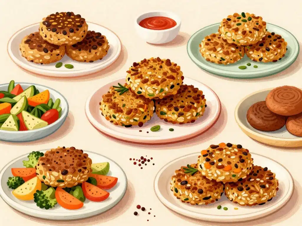 galette flocon d'avoine salée avec légumes et salade