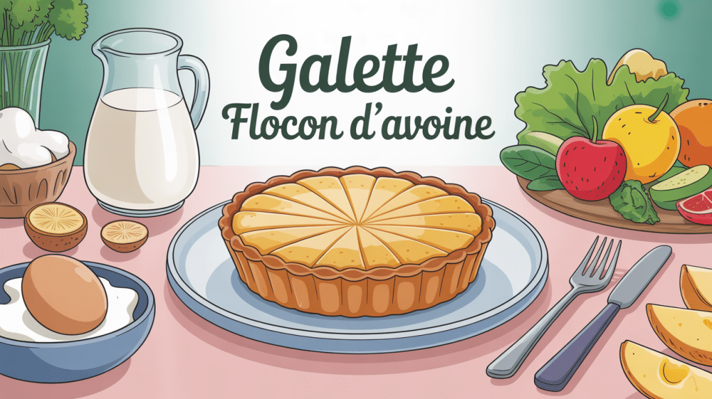 illustration galette flocon d'avoine sur table petit déjeuner