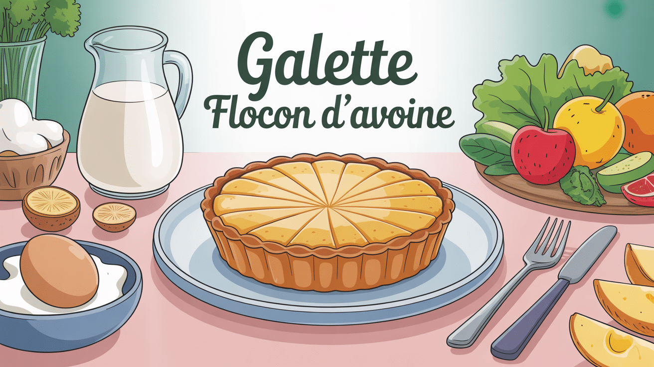 illustration galette flocon d'avoine sur table petit déjeuner