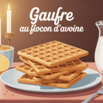 gaufre flocon d'avoine sur table petit-déjeuner avec fruits et yaourt