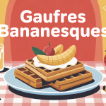 Vue du dessus de gaufres bananesques chicchew.fr sur table de brunch