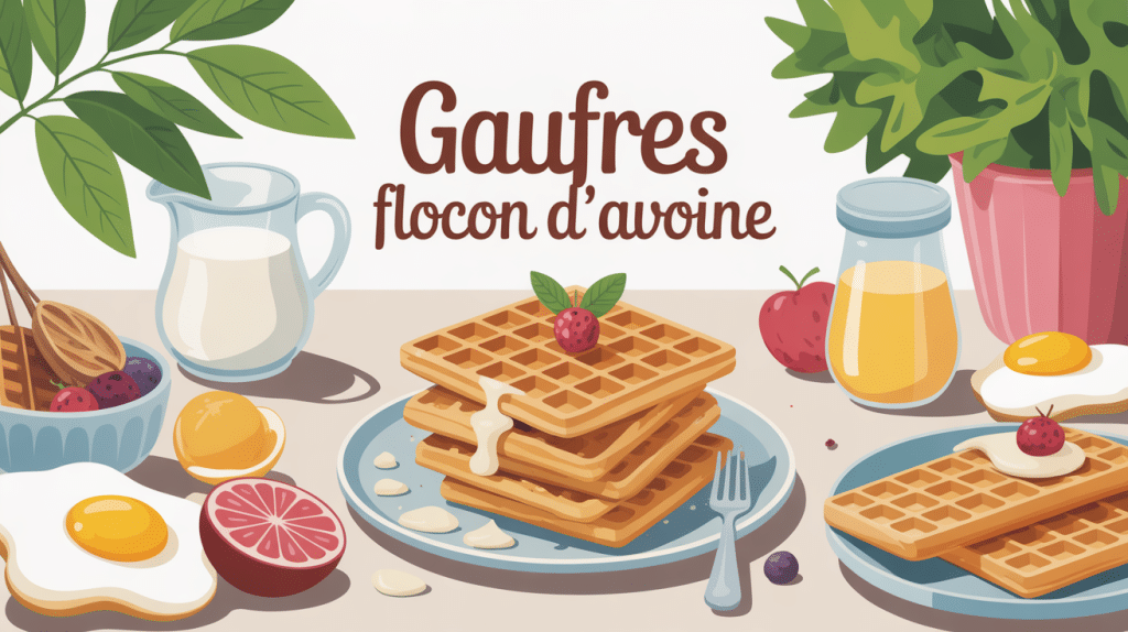 gaufres flocon d'avoine dorées avec ingrédients naturels