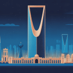 Kingdom Tower Riyad vue stylisée architecture arche