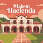 illustration maison hacienda style chaleureux cour centrale