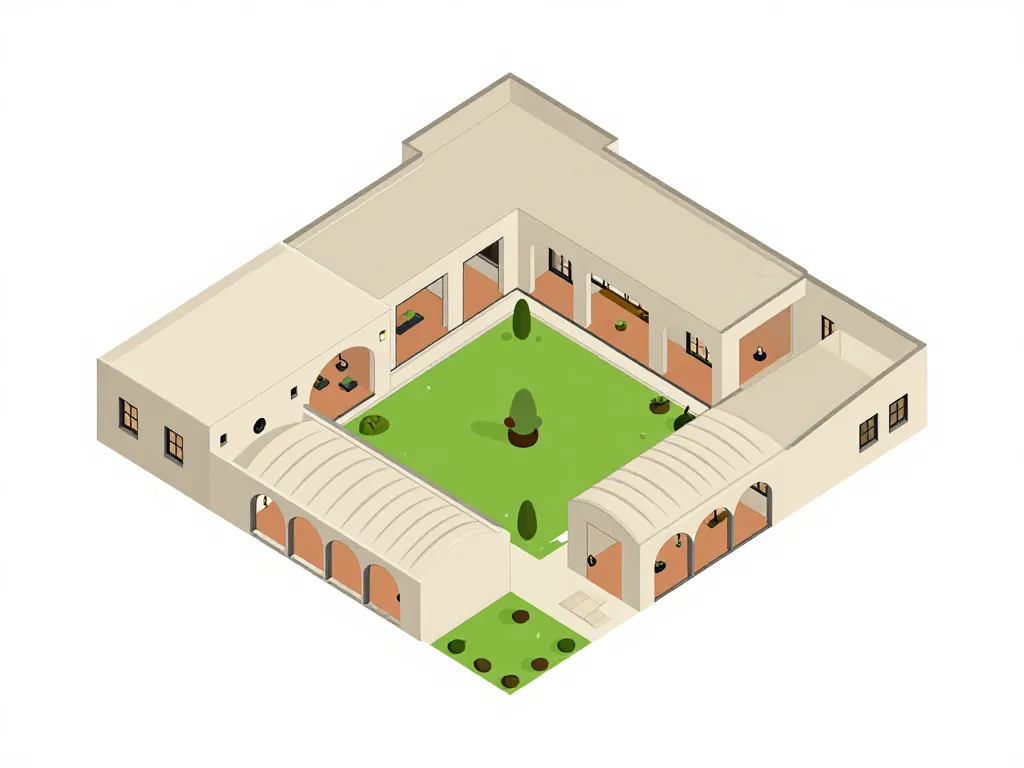 plan contemporain maison hacienda autour patio