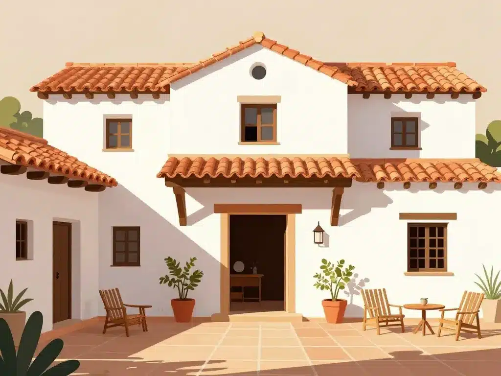 maison typique espagnole façade patio matériaux