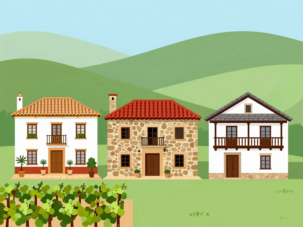 maison typique espagnole andalouse masia casona illustration