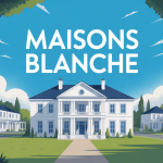 illustration maisons blanche stylisée néoclassique