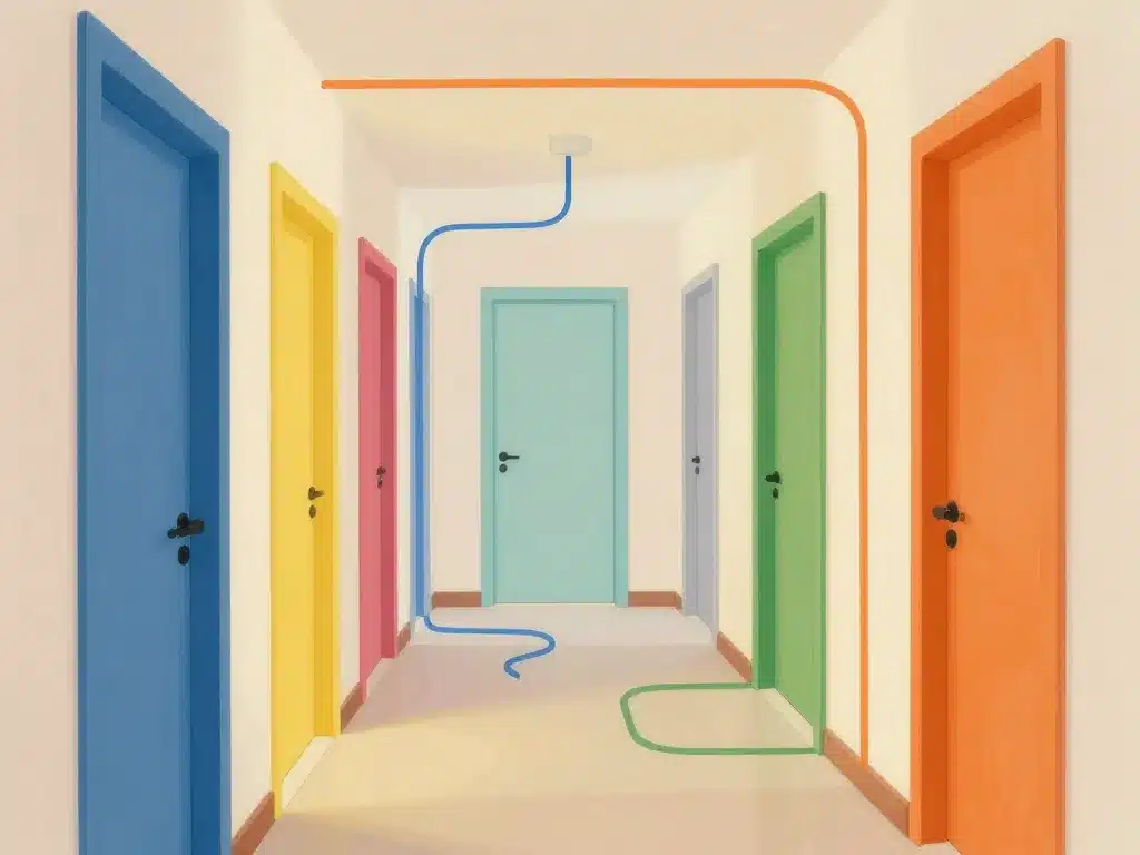 moderne peinture couloir et portes avec encadrements contrastés
