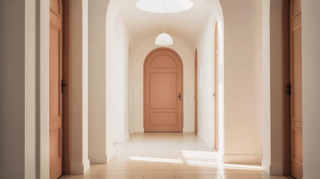 moderne peinture couloir et portes dans un intérieur lumineux