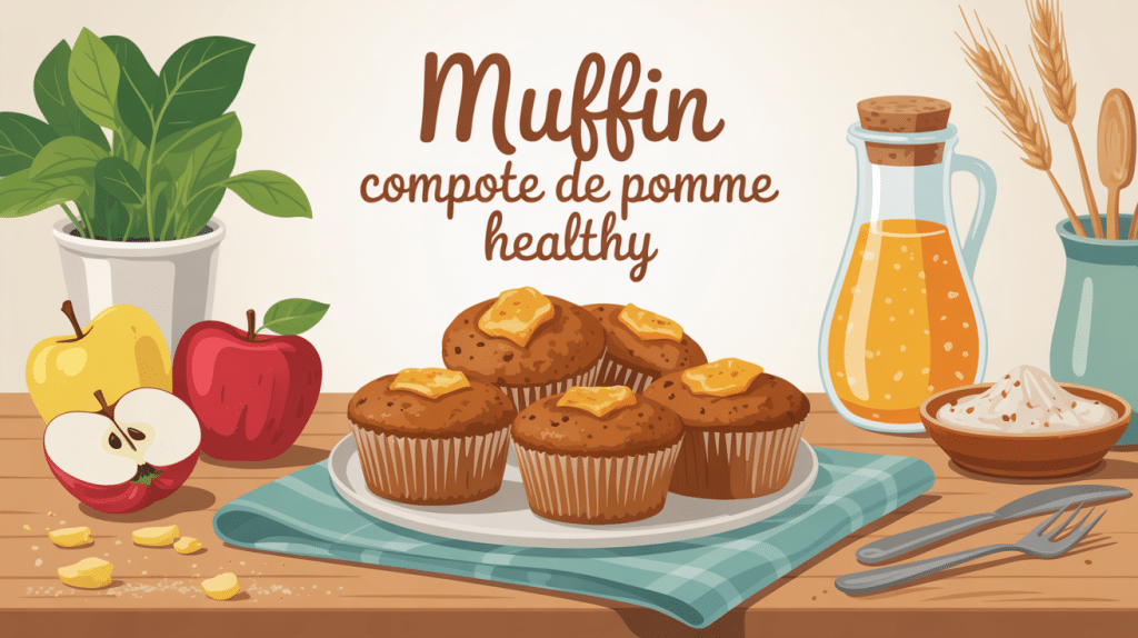 muffin compote de pomme healthy assiette gourmande illustration