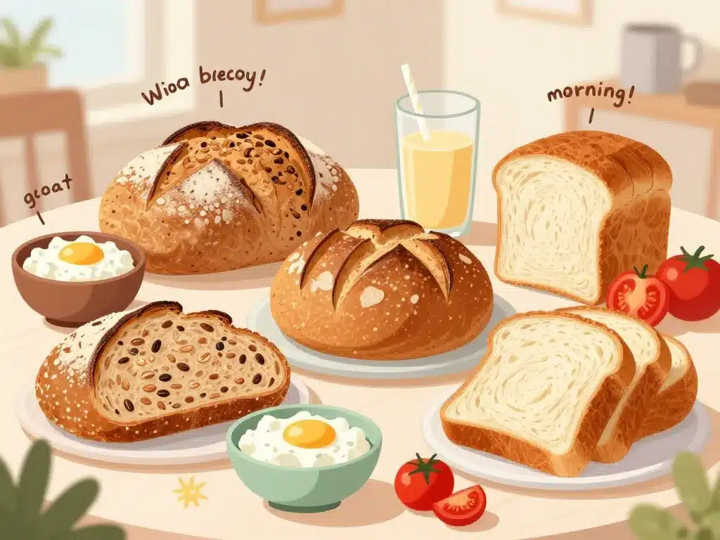 pain petit dej variétés et accompagnements sains