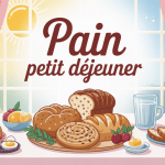 pain petit dej assorti sur table ensoleillée