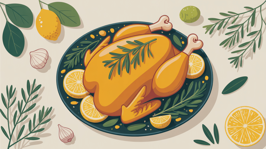 plat poulet au thym et citron ambiance méditerranéenne