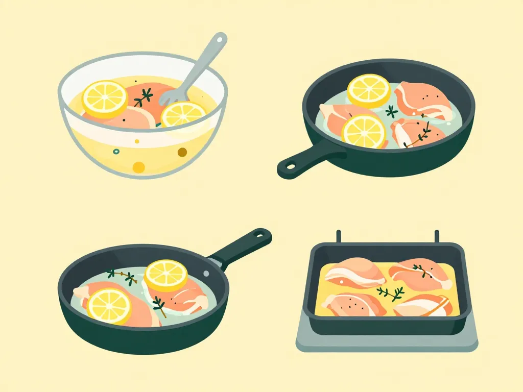 diagramme préparation cuisson poulet au thym et citron