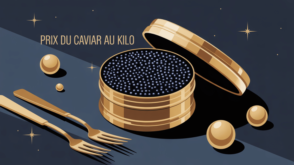 prix du caviar au kg, boîte de caviar luxe, ambiance gastronomique