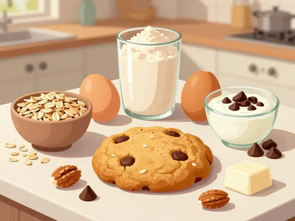 recette cookie protéiné ingrédients principaux autour d’un cookie