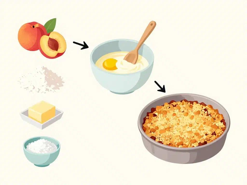recette crumble à la pêche diagramme des étapes et ingrédients