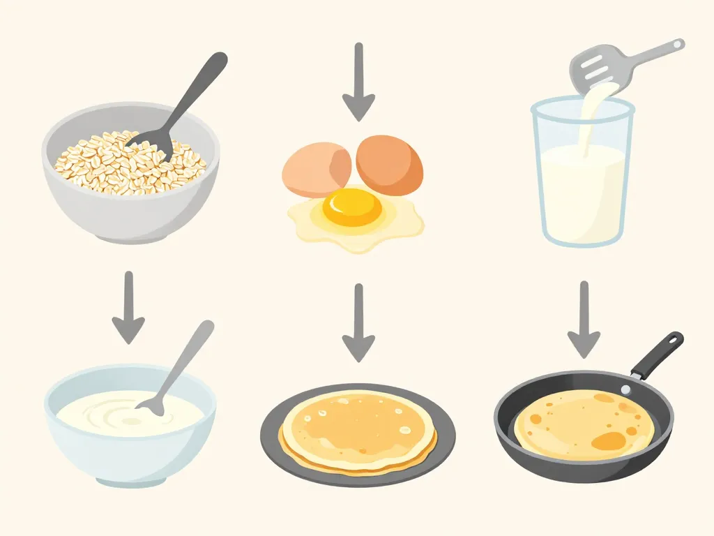 Diagramme de préparation crêpe au son d'avoine simple