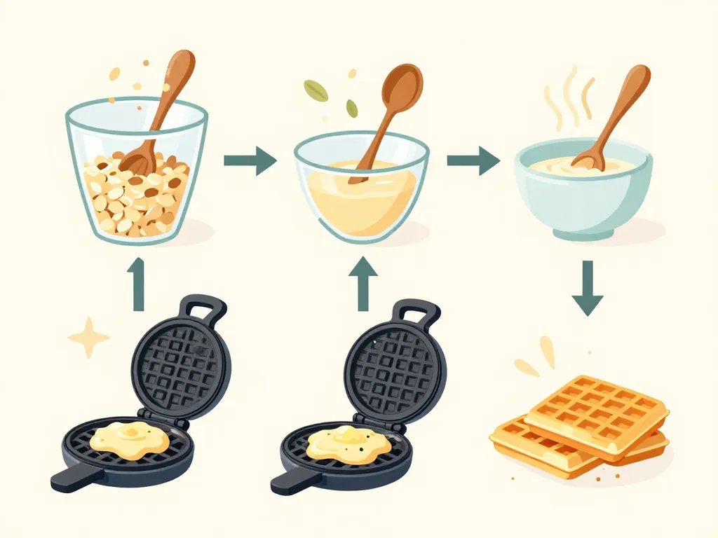 étapes préparation recette gaufre flocon d'avoine visuel