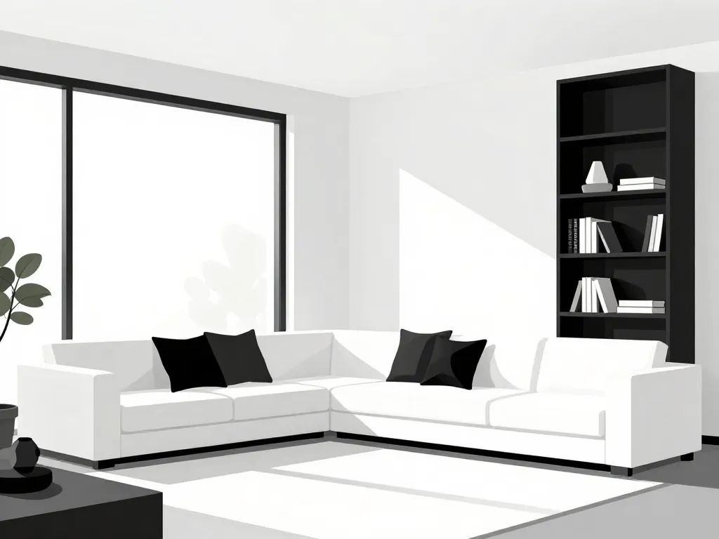 salon noir et blanc équilibre couleurs