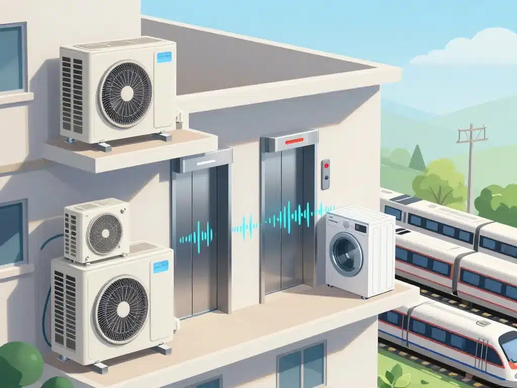 illustration sources bruit solidien immeuble résidentiel tertiaire