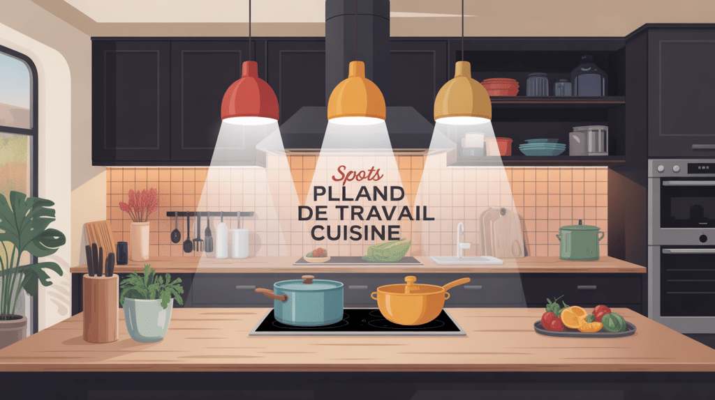 illustration spot cuisine plan de travail éclairage moderne