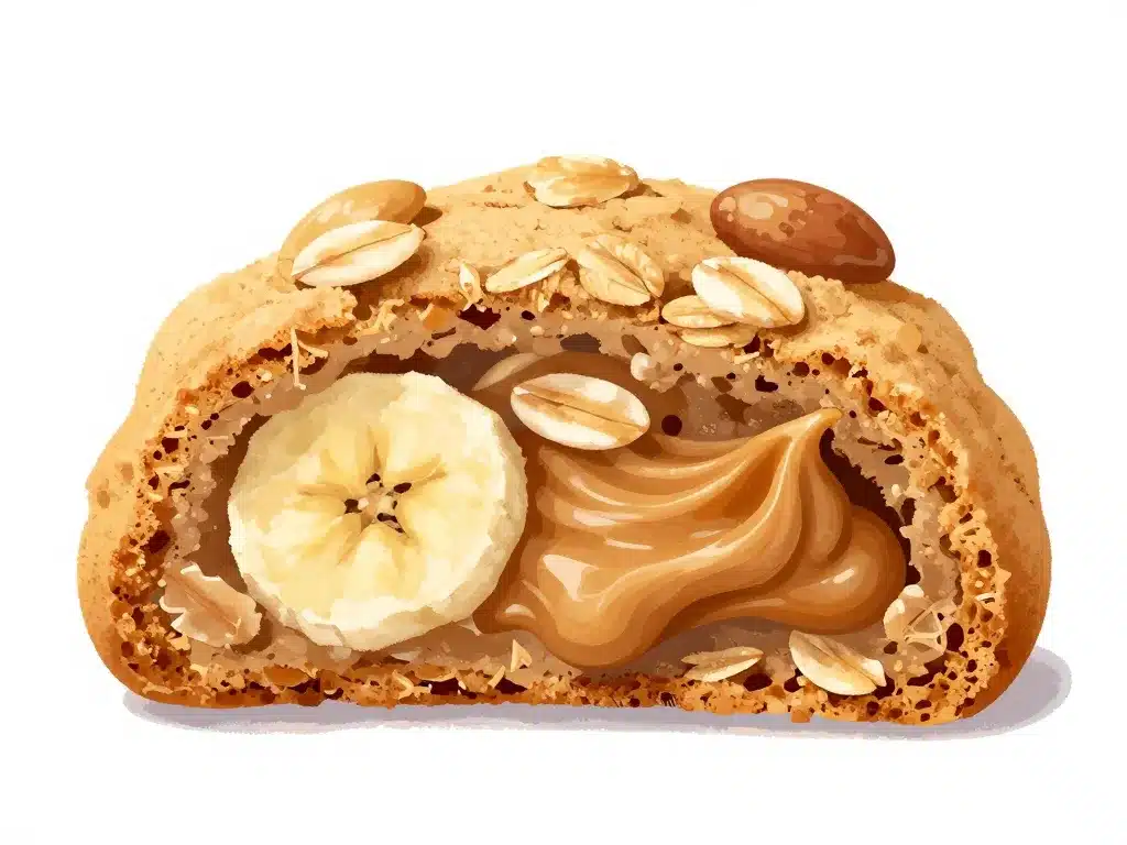 texture intérieure cookies banane avoine beurre de cacahuète en coupe