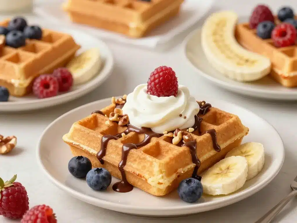 Assiette de gaufres bananesques chicchew.fr avec toppings variés