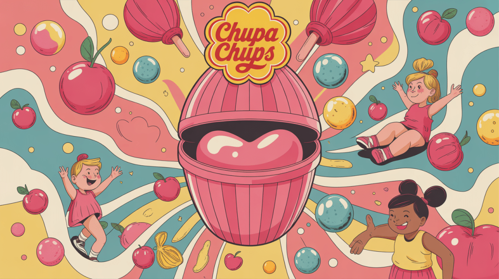 illustration une chupa chups au chewing gum cœur moelleux