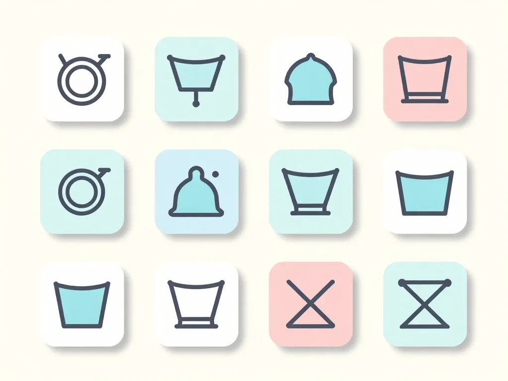 Symboles etiquettes vetement seche linge minimaliste