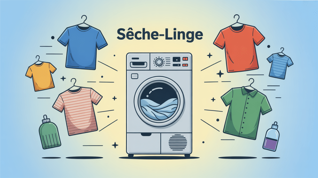 Illustration vetement seche linge avec plusieurs types de tissus